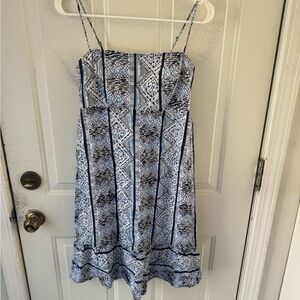 Sail to Sable women’s blue, white and black pattered strappy mini dress